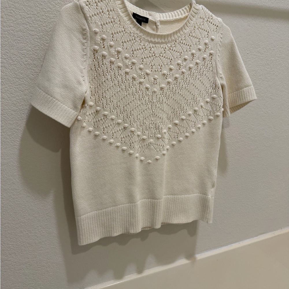Talbots Cream Textured Knit Sweater